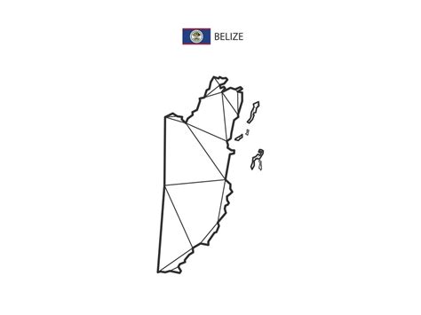 Mosaic Triangles Map Style Of Belize Isolated On A White Background