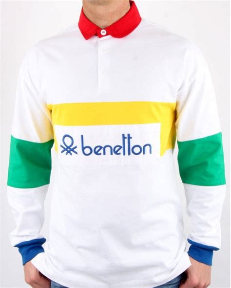 Benetton Rugby Shirt White Multi Benetton At 80s Casual Classics