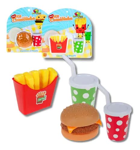 Kit Cozinha Infantil Lanche Hamburguer Refri Fast Food