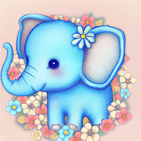 Cute Happy Baby Elephant Painting · Creative Fabrica