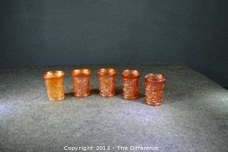 5 Marigold Lustre Rose Carnival Glass Tumblers By Imperial Love