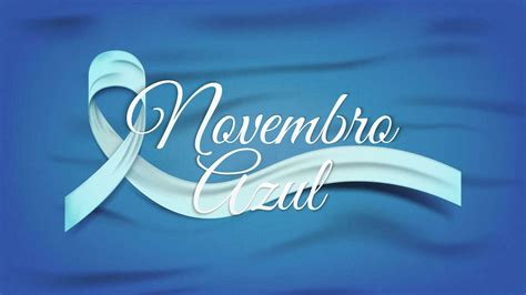 Novembro Azul Campaign Banner with Ribbon on Blue Fabric Background ...