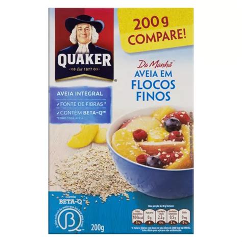 Aveia Em Flocos Finos Quaker Aveia Em Flocos Integral Caixa 200 G