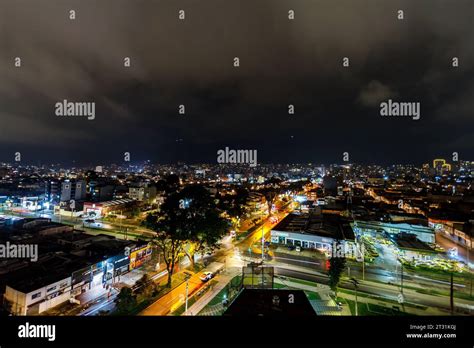 Night view of the Chapinero neighborhood in Bogota, Colombia Stock ...