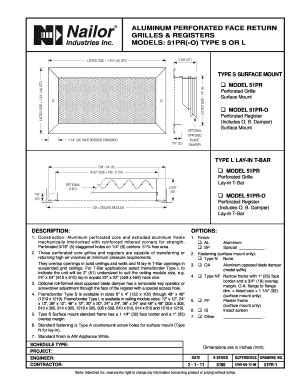 Fillable Online Submittal Models Pr O Type S Or L Aluminum