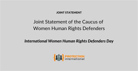 Joint Statement Of The Caucus Of Women Human Rights Defenders