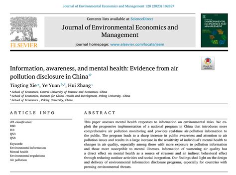 学术视点 我院谢婷婷老师的合作论文《information Awareness And Mental Health Evidence