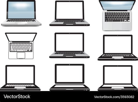 Laptop computer set of icons symbols Royalty Free Vector