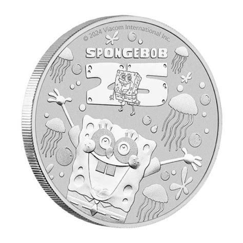 Bob Esponja 25 Aniversario 2024 Onza Plata Monedas Lamasbolano