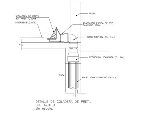 Strainer Pluvial Drainage Details Of Refill Collate Roof Top Dwg File