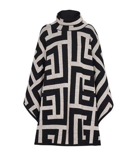 Womens Balmain Black Monogram Poncho Harrods Countrycode