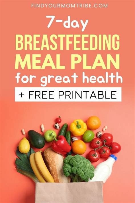 7 Day Breastfeeding Meal Plan For Great Health Free Printable