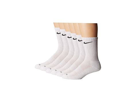 Nike Dri Fit Crew 6 Pair Pack White Black Crew Cut Socks Shoes