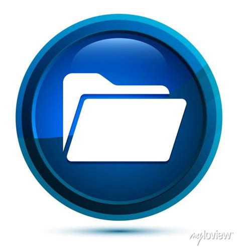 Folder Icon Elegant Blue Round Button Illustration Wall Stickers Web