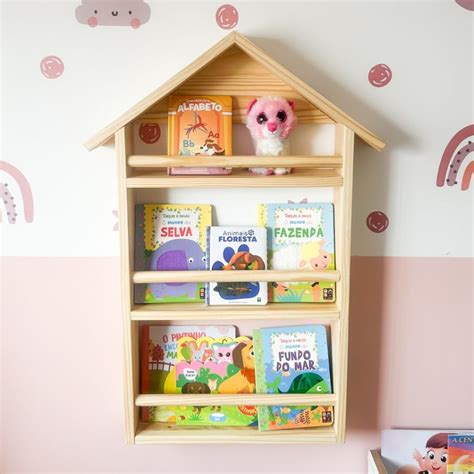 Nicho Para Livros Infantil - Nicho Triplo Casa Prateleira Infantil para Livros, Brinquedos e ...