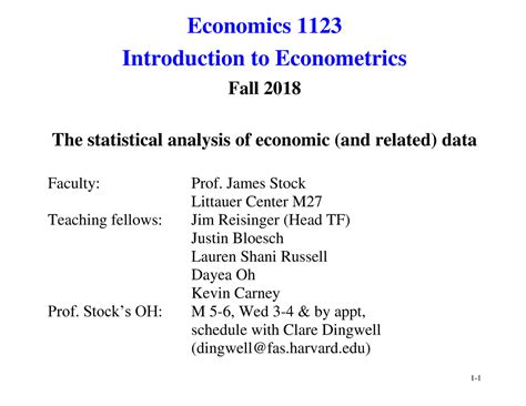 Lect Economics Introduction To Econometrics Fall The