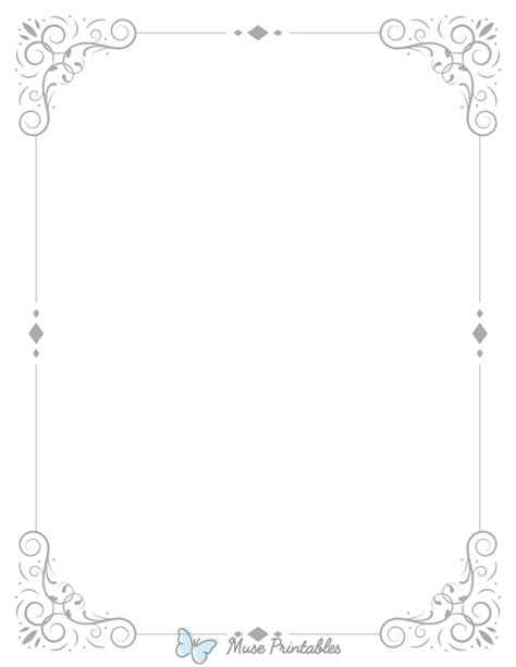 Printable Gray Vintage Ornate Page Border