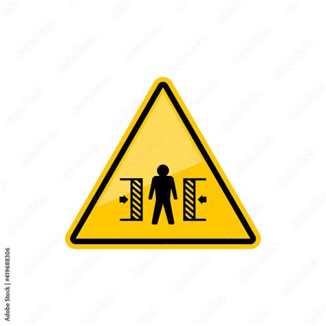 Fototapeta Warning Crushing Sign Isolated Attention Crush Yellow