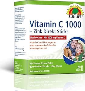 Sunlife Vitamin C 1000 Zink Direkt Immunsystem stärken Granulat