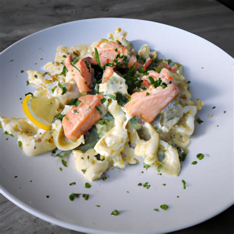 Geräucherter Lachs mit Zitronen Dill Sahnesauce auf Bandnudeln Rezept