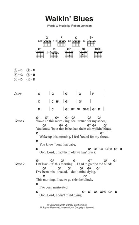 Walkin Blues By Eric Clapton Sheet Music For Guitar Chordslyrics At