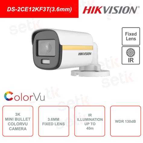 DS 2CE12KF3T 3 6mm Hikvision Telecamera Esterna Mini Bullet Color