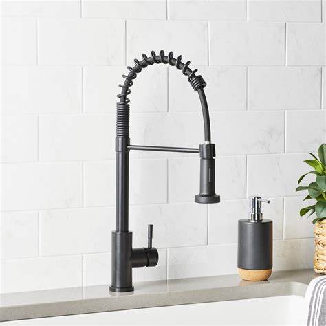 Better Homes And Gardens Elmont Single Handle Spring Neck Pull Down Sprayer Kitchen Faucet Matte