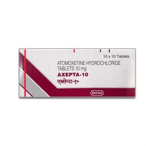 Axepta Atomoxetine 10mg Tablets 10x10 Non Prescription At Rs 100