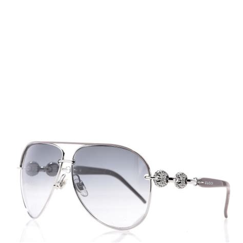 Gucci Crystal Marina Chain Aviator Sunglasses 4230 S Grey 301185