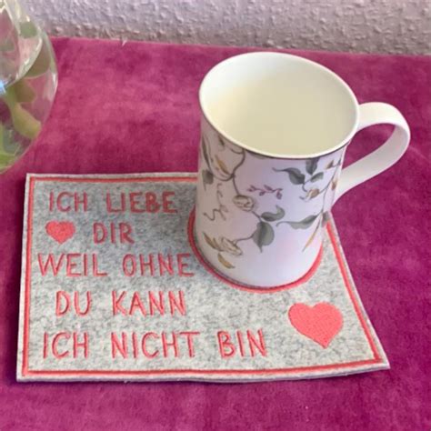 Stickdatei Mug Rug Liebe Tassenteppich Mit Herzen