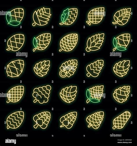 Pine Cone Icons Set Outline Set Of Pine Cone Vector Icons Neoncolor On