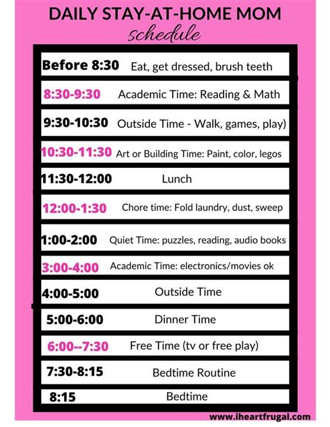 How To Make The Best Stay At Home Mom Daily Schedule Free Printable Artofit