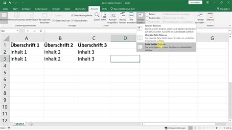 Zeilen Und Spalten Fixieren Einfrieren Excel Tutorial Youtube