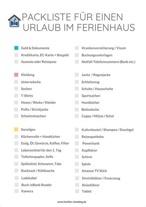 Packliste F R Einen Urlaub Im Ferienhaus Packliste Urlaub Sommer