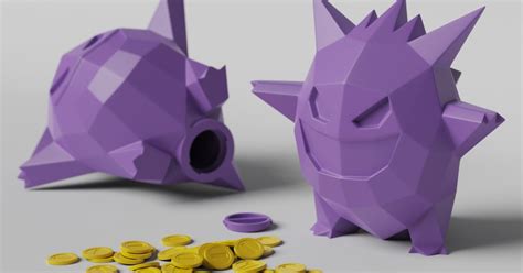 Low Poly Gengar Piggy Bank By Agustin Arroyo Printables Store