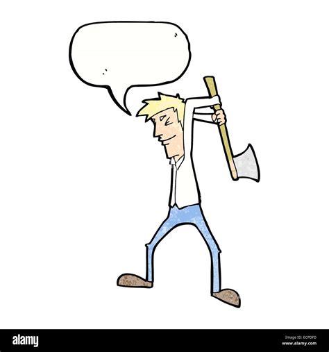 Cartoon Man Swinging Axe With Speech Bubble Stock Vector Image And Art