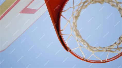 Premium Photo Basketball Court Outdoors Orange Hoop Net And Backboard