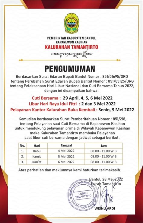 Pelayanan Kalurahan Tamantirto Website Kalurahan Tamantirto