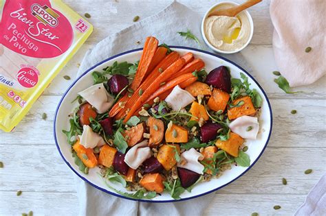 Receta de ensalada de verduras de otoño y pechuga de Pavo ElPozo