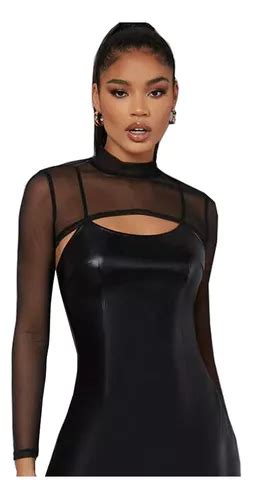 Torera Transparente Bolero Top Corto Cuello Alto Manga Larga Mercadolibre