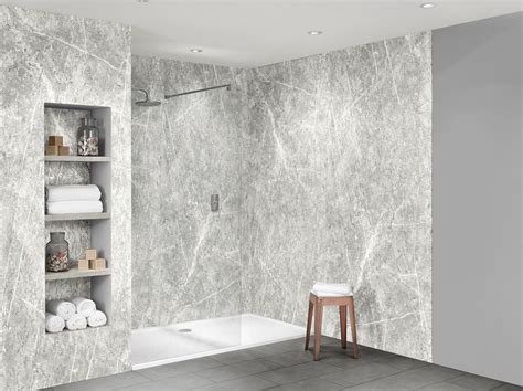 Nuance White Lightning Fossil Shower Panel New Image Tiles