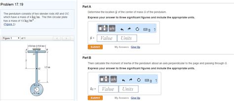 Solved The Pendulum Consists Of Two Slender Rods AB And OC Chegg