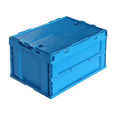 China Moving Nestable Plastic Attached Lid Totes Box China Plastic