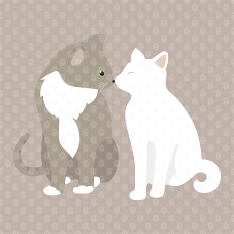 Archade Two Cats Standing Vector Drawings