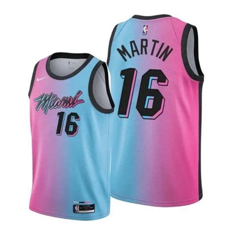 Mens Miami Heat Caleb Martin City Edition Jersey Neon Pink Blue