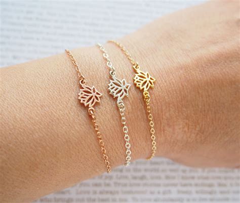 Lotus Bracelet In Sterling Silver Gold Or Rose Gold Filled Dainty