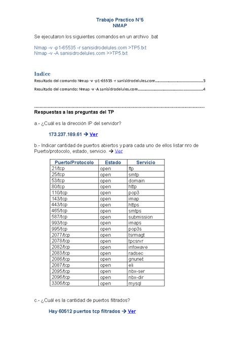 Trabajo Practico N5 Trabajo Practico N NMAP Se Ejecutaron Los