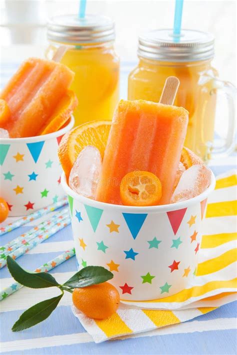 Homemade Orange Popsicles Stock Photo Image Of Fresh 52139940