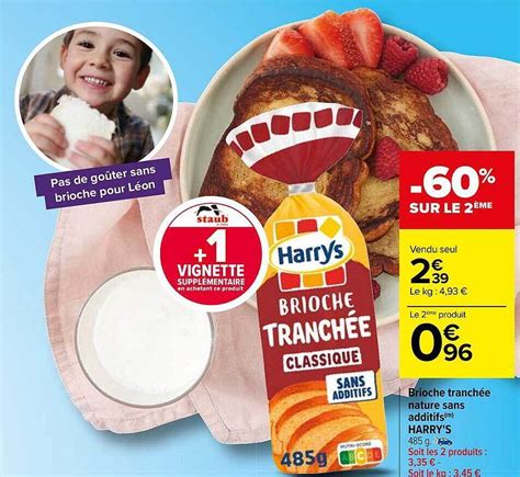 Promo Brioche tranchée nature sans additifs harry s chez Carrefour