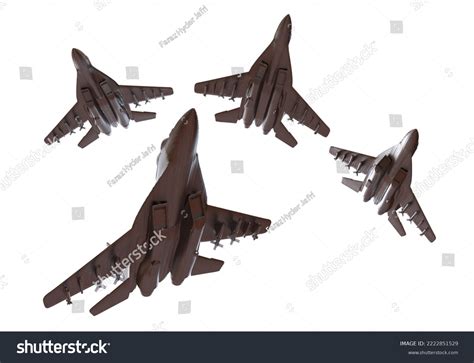 Isolated Dynamic Bottom View Fighter Jet Stock Illustration 2222851529 ...